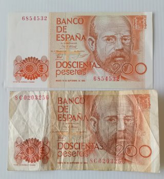 2 BILLETES 200 PESETAS LEOPOLDO ALAS CLARÍN