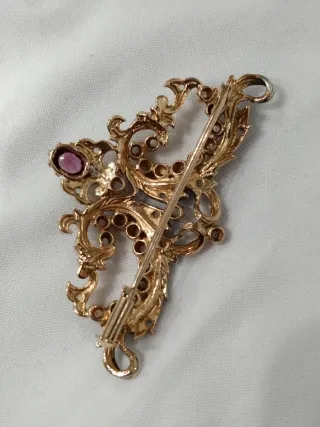 Broche victoriano en plata zafiros y amatista