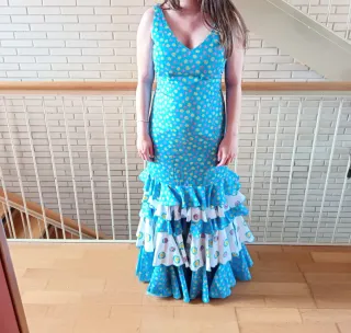 Vestido Flamenca Azul y Blanco
