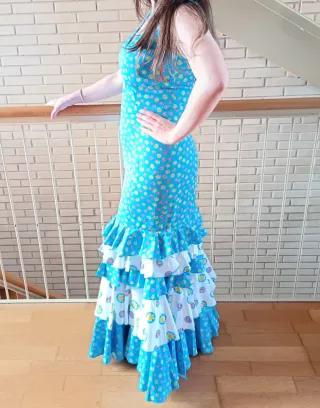 Vestido Flamenca Azul y Blanco
