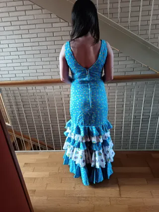Vestido Flamenca Azul y Blanco