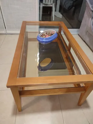 Mesa de centro madera y cristal