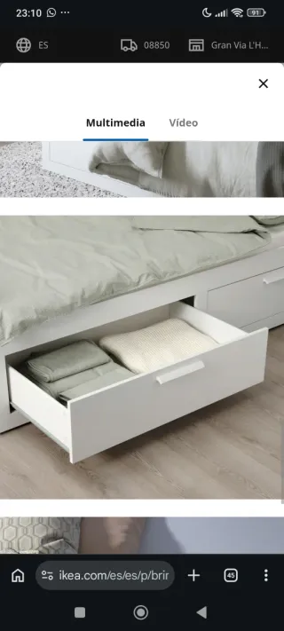 BRIMNES Diván IKEA Blanco con 2 Cajones