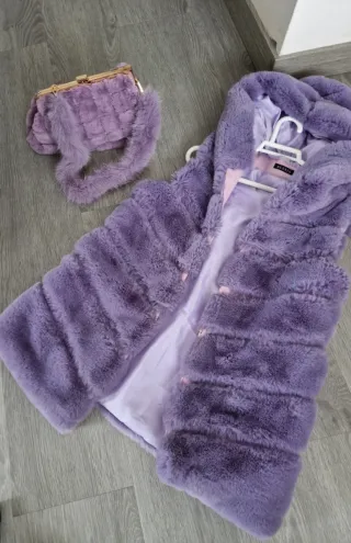 Chaleco pelo sintético morado talla única