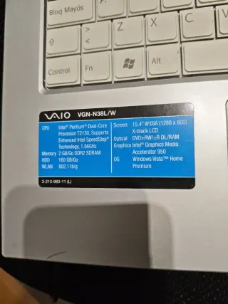 Portátil Sony VAIO VGN-N3BL/W