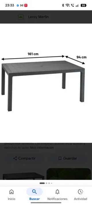 Mesa melody Ratán Marrón 160x75x94 a estrenar