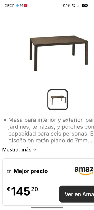 Mesa melody Ratán Marrón 160x75x94 a estrenar