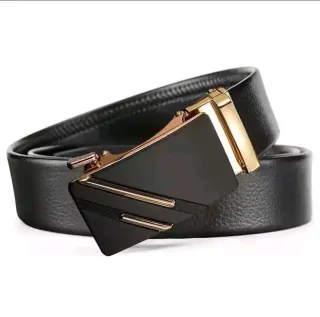 Cintura uomo fibbia automatica nero oro