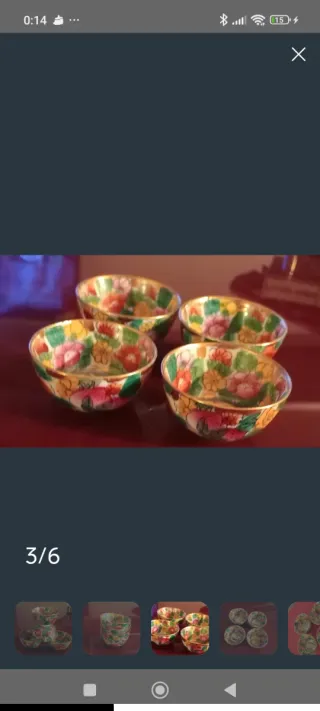 Juego de cuencos antiguos florales