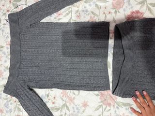 Bershka Jersey Gris Encaje Manga Larga