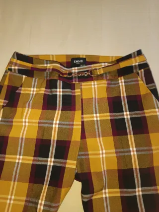 Pantaloni quadri senape e marrone Marella
