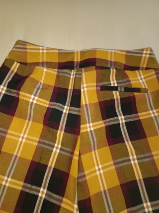 Pantaloni quadri senape e marrone Marella