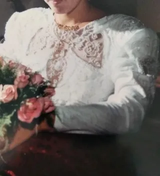 Vestido de Novia de seda salvaje. Vintage.