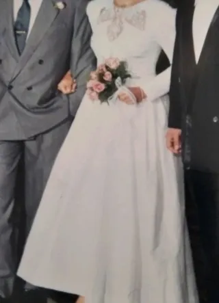 Vestido de Novia de seda salvaje. Vintage.