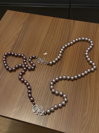 Collar Bimba y Lola Perlas Moradas y Plateadas