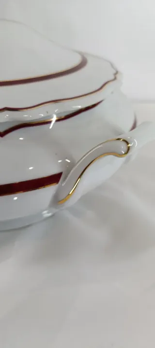 Zuppiera Limoges Porcellana Coperchio Oro