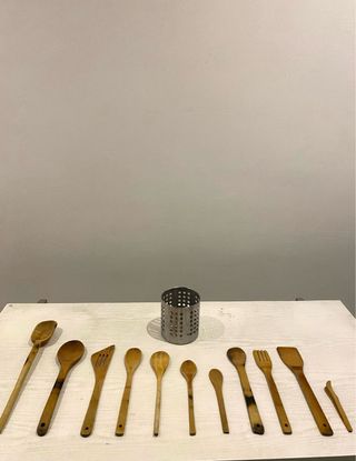 Set 11 Utensilios Cocina Madera Bambú