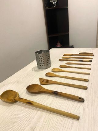 Set 11 Utensilios Cocina Madera Bambú