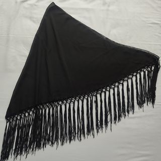 Mantón Manila Negro Flecos 140x70 cm