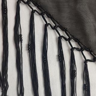 Mantón Manila Negro Flecos 140x70 cm