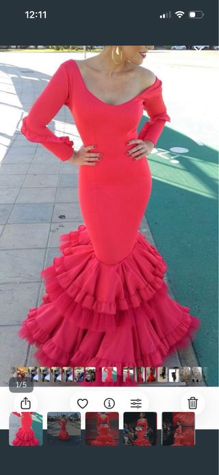 Traje Flamenca Rojo Diseño Volantes