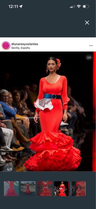 Traje Flamenca Rojo Diseño Volantes