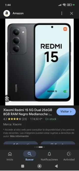 Xiaomi Redmi 15 5G 256GB Negro