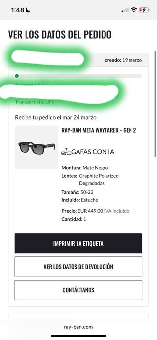 Gafas Ray-Ban Meta Wayfarer Gen 2