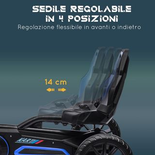 Go Kart a Pedales para Niños de 3 a 8 Años con Asiento Regulable en 4 Posiciones y Ruedas de EVA, 100X58X58.5 Cm, Azul y Negro