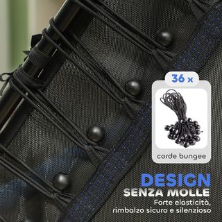 Trampolín Elástico para Niños de 3-10 Años con Entrada con Cremallera y Postes Acolchados, Tapete Elástico de Acero, PP y EPE, Ø163.5X163.5/190 Cm