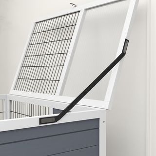 Conejera Interior de 2 Niveles de Madera, Casa para Conejos y Cobayas con Bandejas Extraíbles, Ruedas y Rampas, Gris