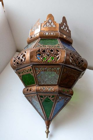 Farol marroquí de cristal y metal