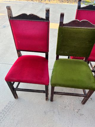 Sillas Vintage Terciopelo Madera