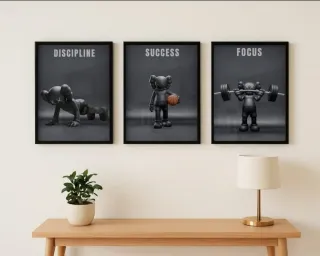 Set 3 quadri Discipline, Success, Focus kaws