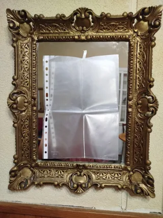 Espejo Marco Madera Tallada Dorado