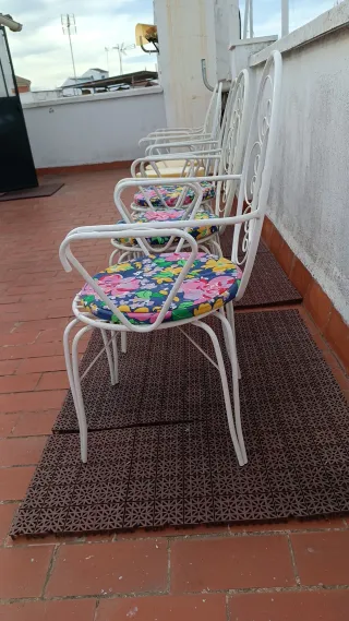 4 Sillas Hierro Blancas Jardín - ¡Sin Estrenar!