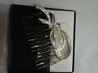 2 Peinetas Adornos Plateadas con circonitas