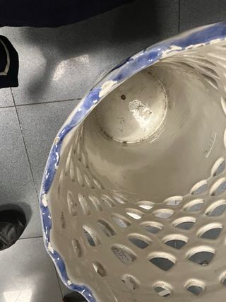 Paragüero Cerámica Azul Blanco Años 60