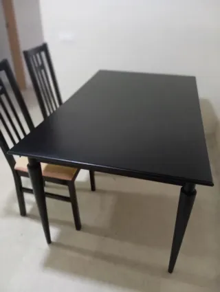 Mesa Comedor Grande Madera Negra Desmontable