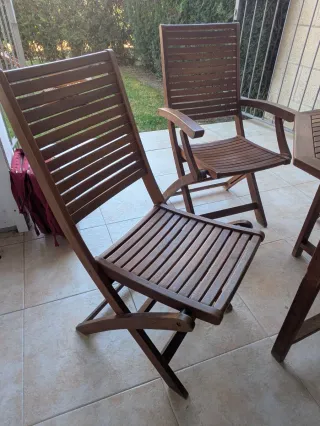 Conjunto mesa y sillas y hamacs de madera para jar