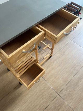 Carro de cocina bambú y metal