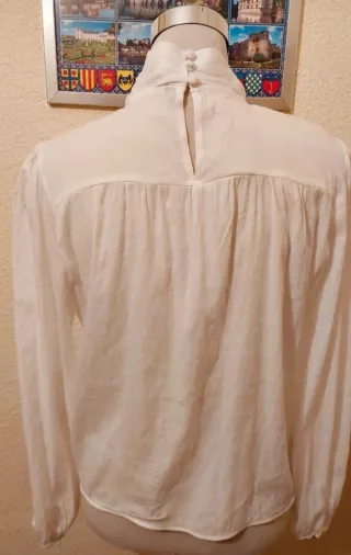 Blusa Zara Blanca Encaje Lazos