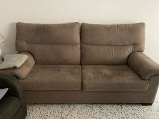 Sofá de tela beige/marrón