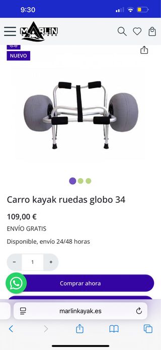 Carrello per kayak con ruote gonfiabili da 34 cm