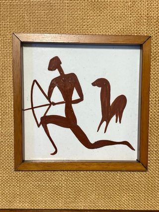 QUADRO DI PITTURE RUPESTRI AZZURRE