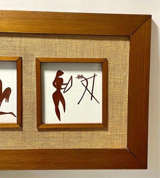 QUADRO DI PITTURE RUPESTRI AZZURRE