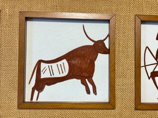 QUADRO DI PITTURE RUPESTRI AZZURRE