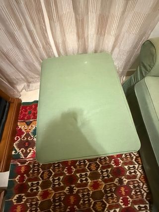 Sofá 2 plazas + Puf Almacenaje Verde