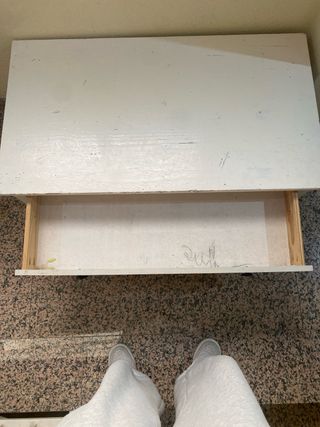 Mesa centro madera blanca y gris