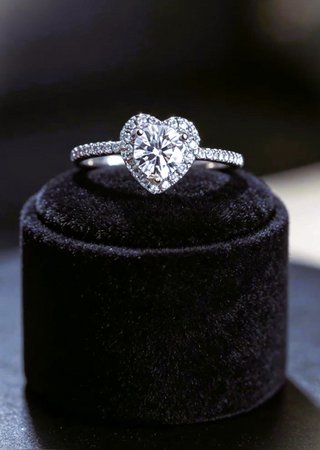 Anillo Moissanita Plata Ley Corazón Compromiso